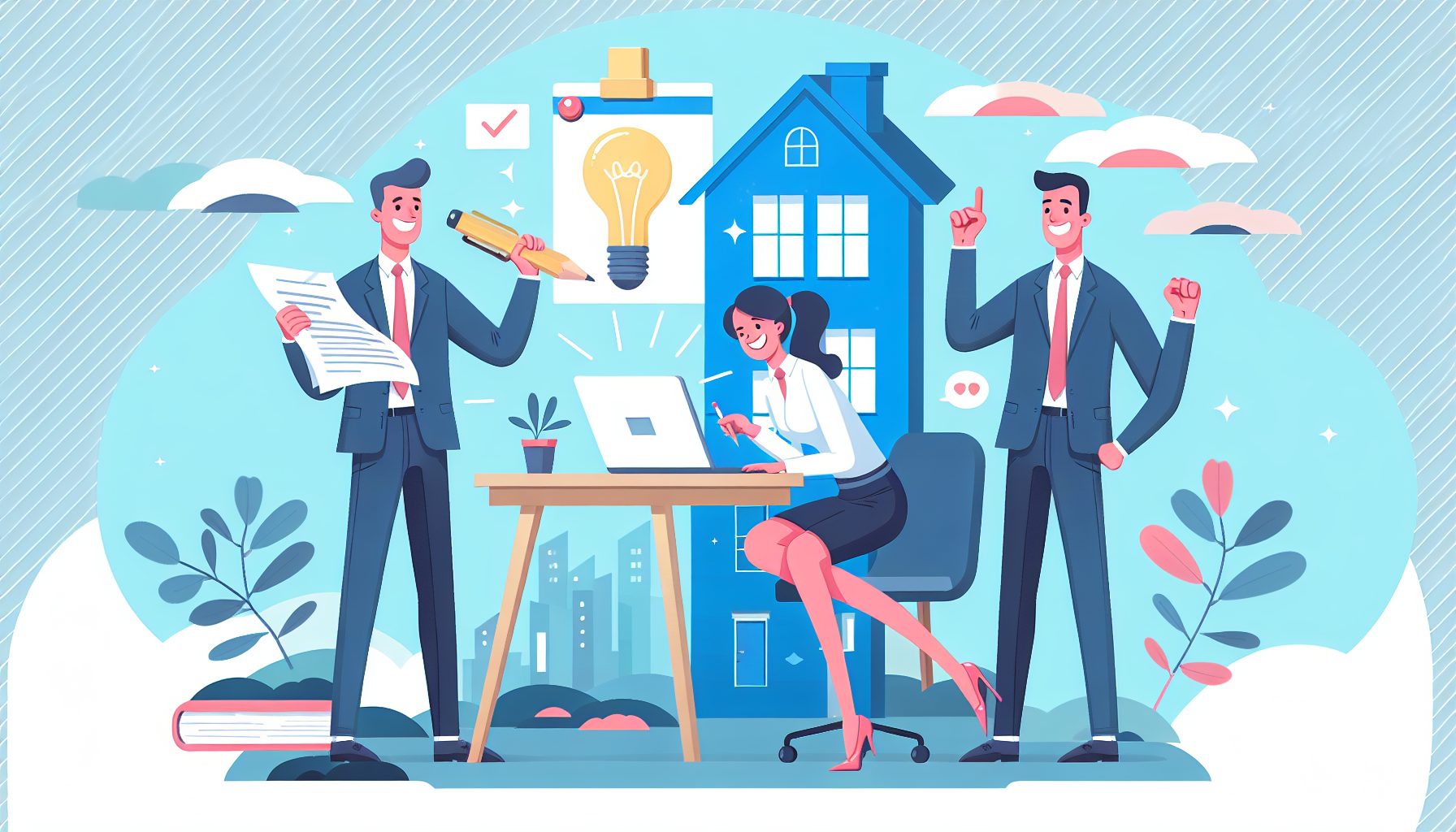 Real estate agent discussing with clients.
