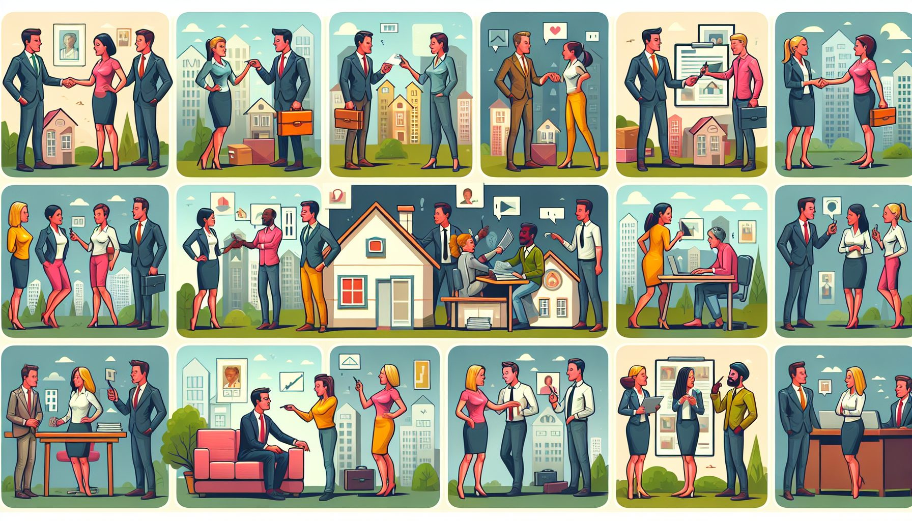 Real estate agent using sales scripts with clients