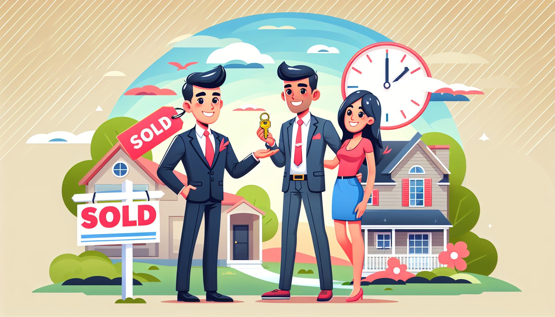 Real estate agent showing property to clients.