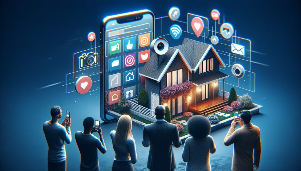 Real estate agent crafting social media post blueprint.